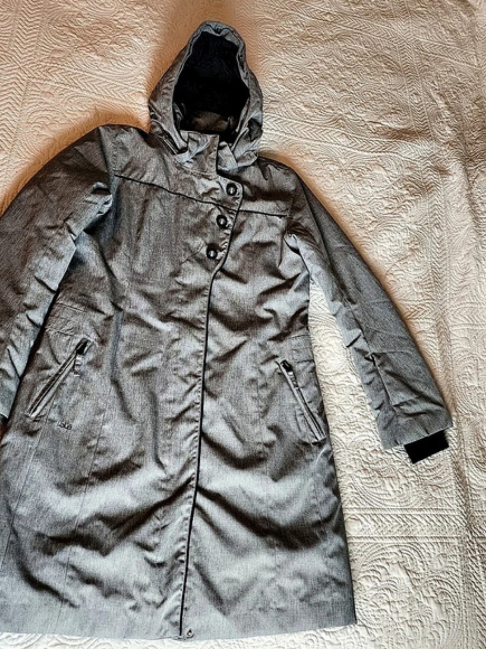 Lole Gray Hooded Ski Jacket Women Large Like New Winter Light Great Length